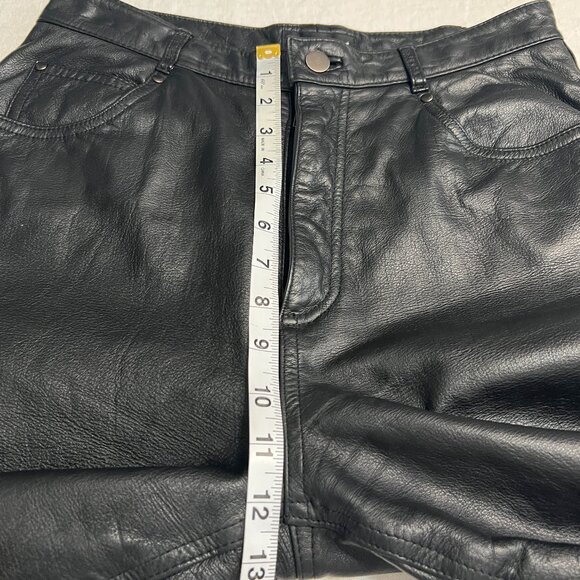 Wilsons Leather Black Pants Size 10 Waist 28" Straight Leg High Waist Lined 90s - Picture 8 of 10